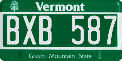 VT license plate BXB587