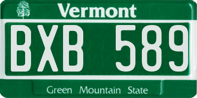 VT license plate BXB589