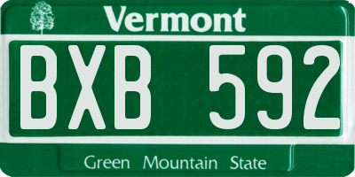 VT license plate BXB592