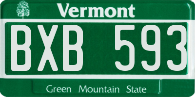 VT license plate BXB593
