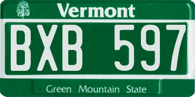 VT license plate BXB597