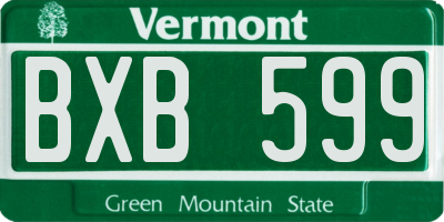 VT license plate BXB599
