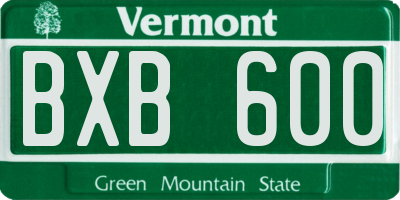 VT license plate BXB600