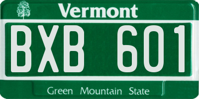 VT license plate BXB601