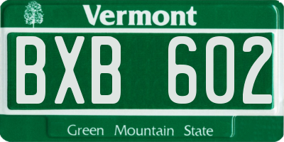 VT license plate BXB602