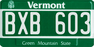 VT license plate BXB603