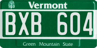 VT license plate BXB604