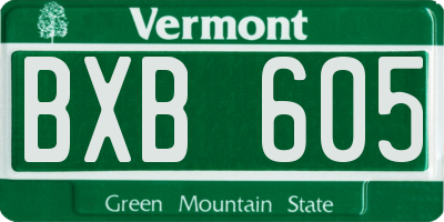 VT license plate BXB605