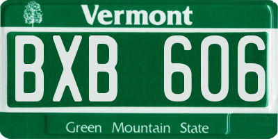 VT license plate BXB606