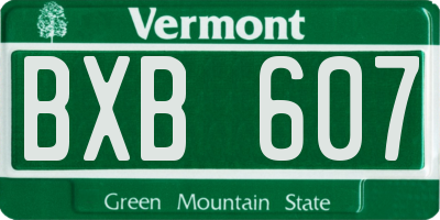 VT license plate BXB607