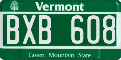 VT license plate BXB608