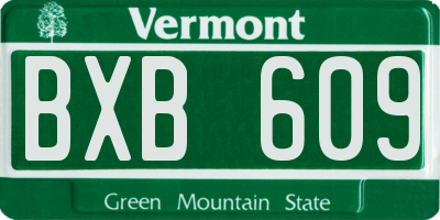VT license plate BXB609