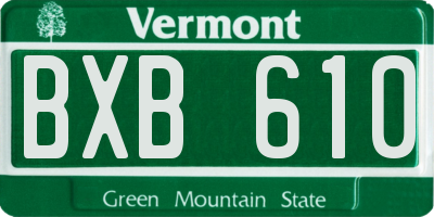 VT license plate BXB610