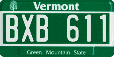 VT license plate BXB611