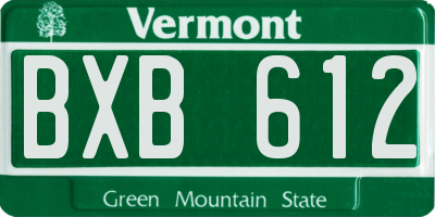 VT license plate BXB612
