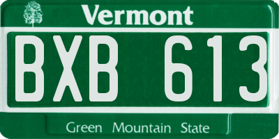 VT license plate BXB613