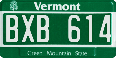 VT license plate BXB614