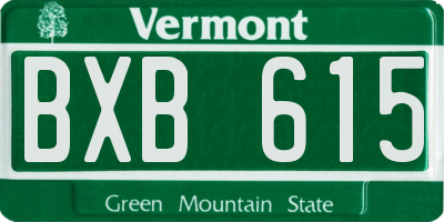 VT license plate BXB615