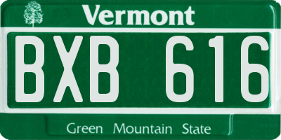 VT license plate BXB616