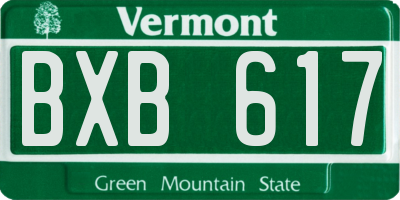 VT license plate BXB617