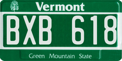 VT license plate BXB618