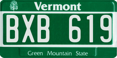 VT license plate BXB619
