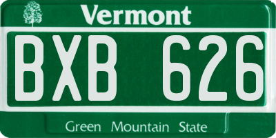 VT license plate BXB626