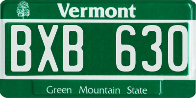 VT license plate BXB630