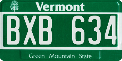 VT license plate BXB634