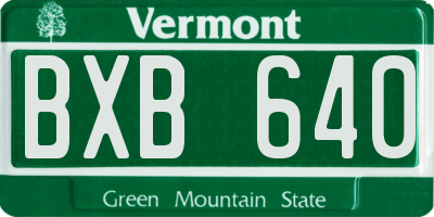 VT license plate BXB640