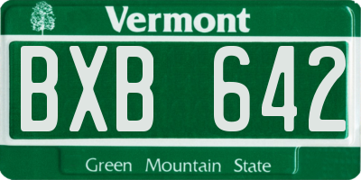 VT license plate BXB642
