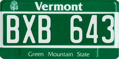 VT license plate BXB643