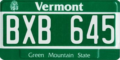 VT license plate BXB645