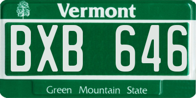 VT license plate BXB646