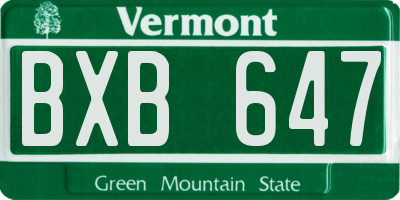 VT license plate BXB647