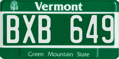 VT license plate BXB649