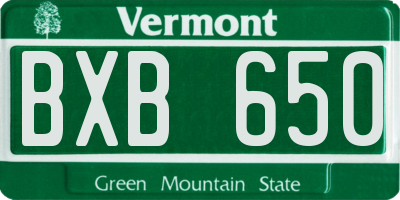 VT license plate BXB650