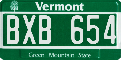 VT license plate BXB654