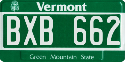 VT license plate BXB662