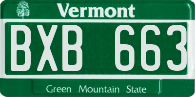 VT license plate BXB663