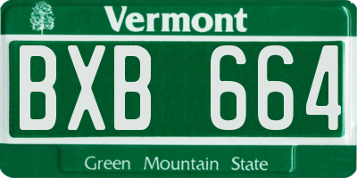VT license plate BXB664