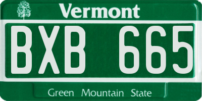 VT license plate BXB665
