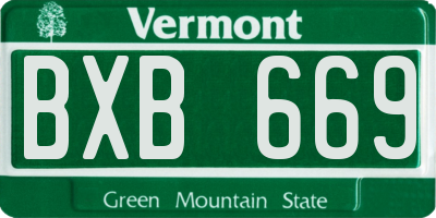 VT license plate BXB669