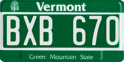 VT license plate BXB670