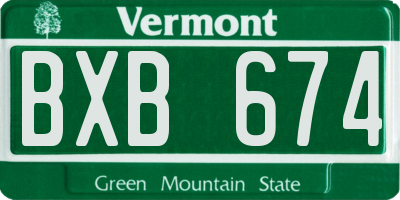 VT license plate BXB674