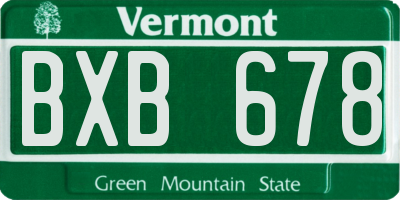 VT license plate BXB678