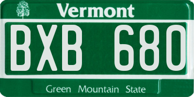 VT license plate BXB680