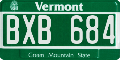 VT license plate BXB684