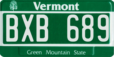 VT license plate BXB689