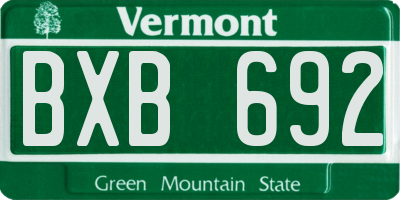 VT license plate BXB692